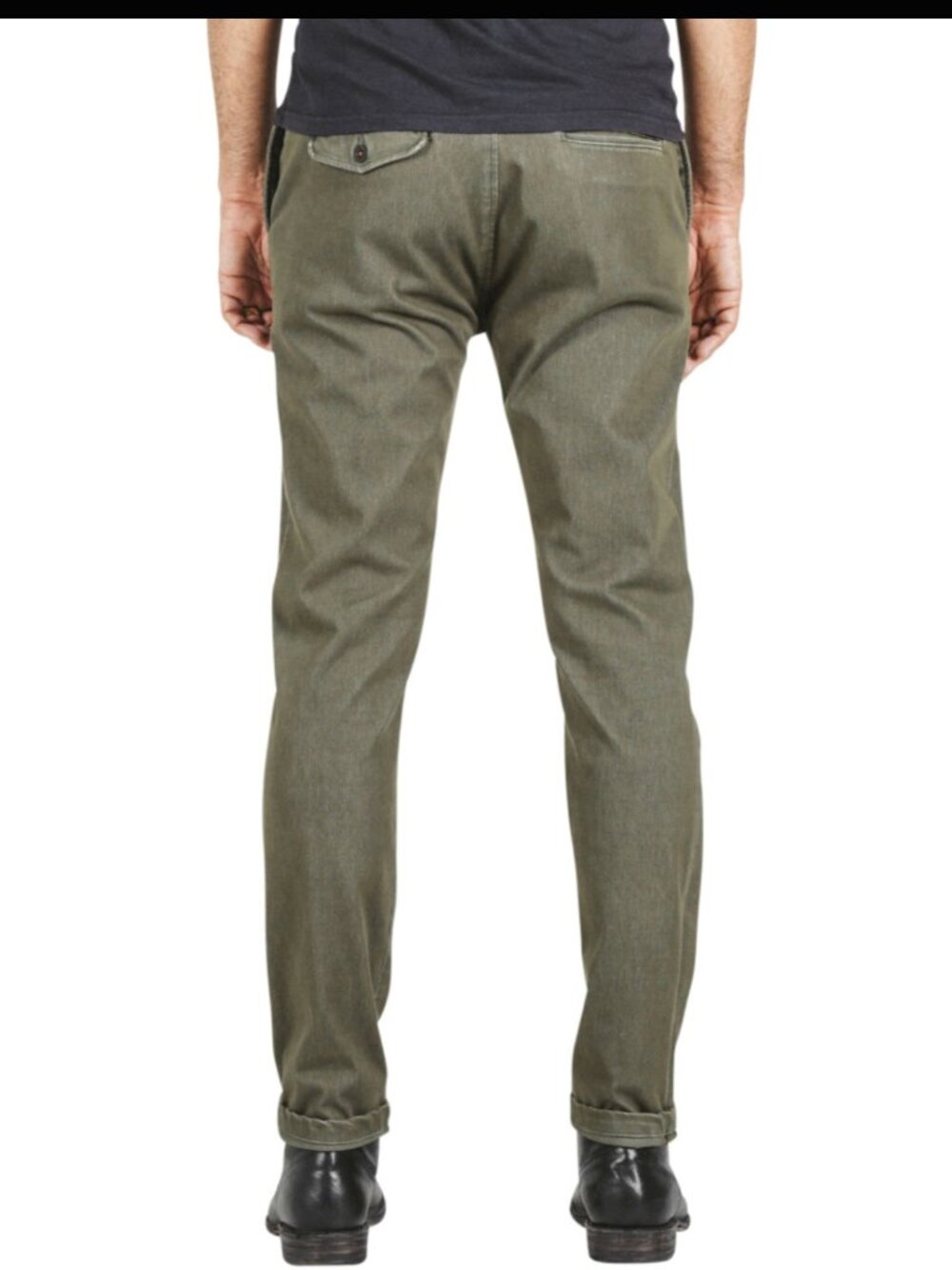 Military Green Denit® Stretch Chino in "Axe" by Hiroshi Kato - Picture 2 of 5